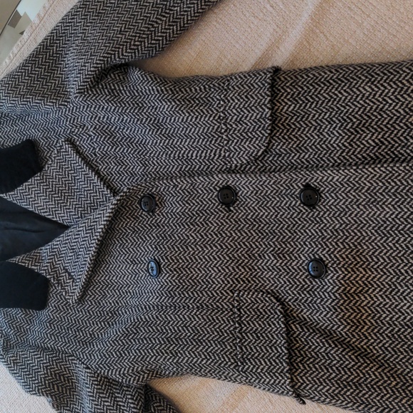 Vintage 80%wool, Herringbone velvet collar accent coat size small - Picture 16 of 16